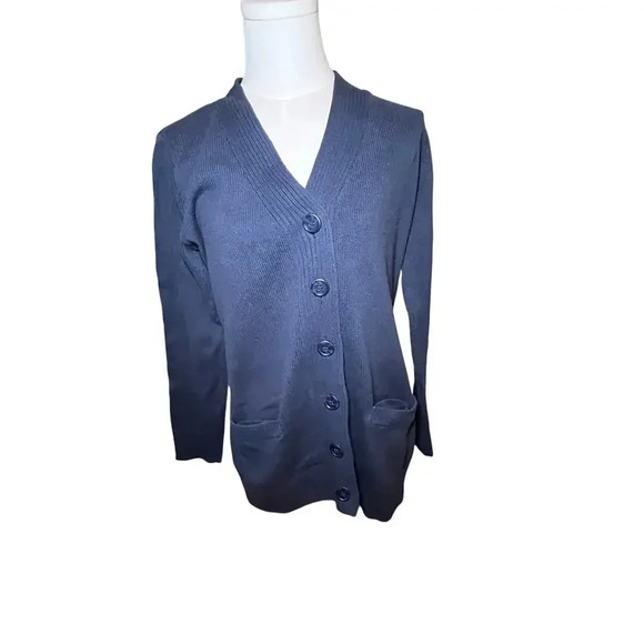 Pendleton Cardigan Women Medium Blue Cotton Preppy  Pockets Classic Academia‎ - Picture 2 of 12